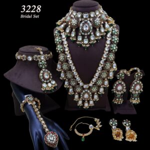 Precious Stone Pachi Kundan Polki Bridal Set For Wedding