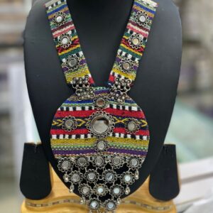 Navratri Latest Stylish Traditional Oxidised Silver Necklace Jewellery Set for Women