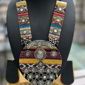 Bold Striped Tribal Navratri Statement Necklace