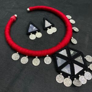 Navratri Handcrafted Mirror Work Tribal Jewellery Set