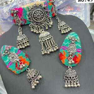 Handcrafted Oxidized Silver Choker & Earrings Set | Ideal Navratri & Garba Jewelry