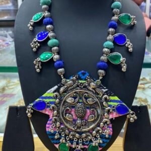 Peacock Pendant Tribal Necklace for Navratri & Festive Wear