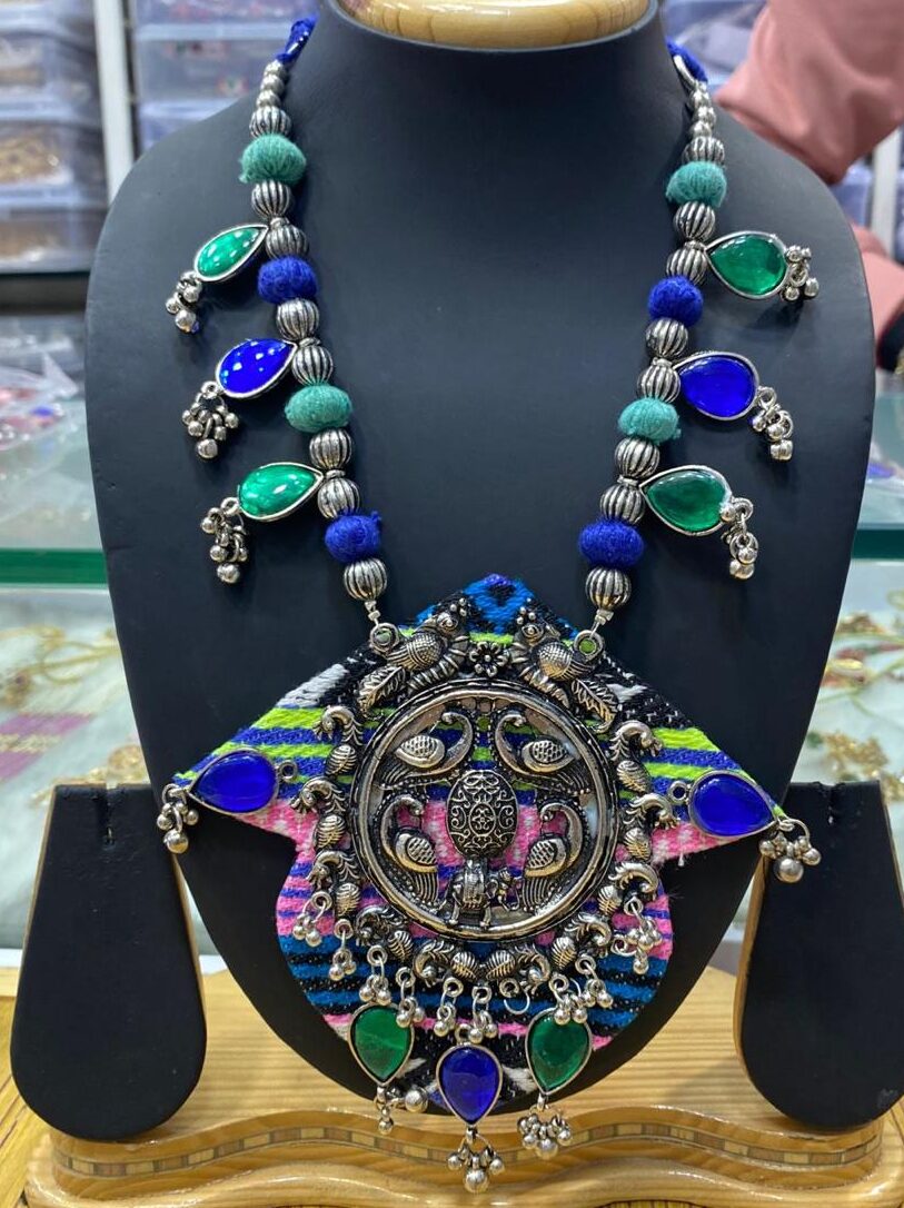 Peacock Pendant Tribal Necklace for Navratri & Festive Wear
