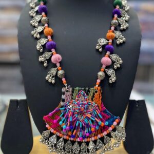 Tribal Oxidized Pendant with Ghungroo Bells & Pom-Poms