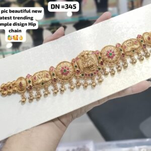 Traditional Temple Design Kamarbandh with Red & Green Stones | Antique Hip Chain for Women | Bridal Waist Belt