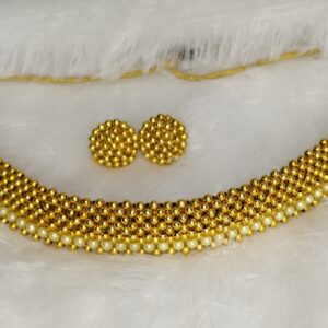 Maharashtrian White Pearl Thushi Necklace Set with Earrings