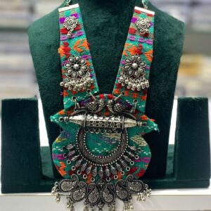 Navratri Special Oxidized Silver Tribal Necklace with Multicolor Thread Work