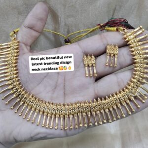 Exquisite Matte Finish Stick and Ball Design Choker Necklace - Traditional Temple Jewelry for Women