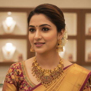 Heavy Antique Finish Goddess Lakshmi Temple Jewelry Choker Necklace Set with Jhumka Earrings for Wedding