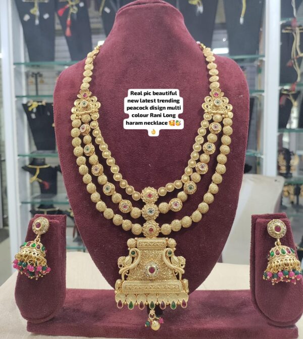 Traditional Rani Long Haram Necklace Set