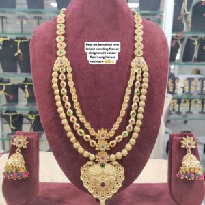 Traditional Rani Long Haram Necklace Set