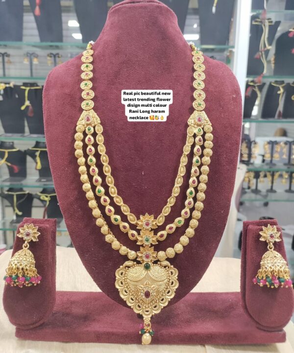 Traditional Rani Long Haram Necklace Set