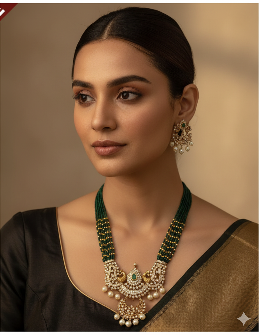 Traditional Indian Antique Gold Plated Multi-Strand Pearl Choker