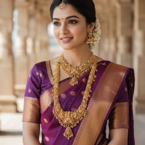 Traditional South Indian Temple Bridal Haram & Choker Combo with Earrings