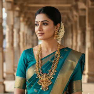 South Indian Temple Jewelry Haram Necklace Set for Women