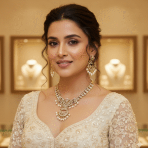 CZ Stone & Pearl Short Necklace Set with Earrings for Women, Traditional Festive Look