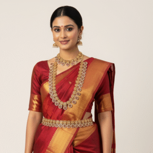 Antique Lakshmi Motif Temple Design Wedding Jewelry Combo Set | South Indian Semi Bridal Set for Sarees & Lehengas