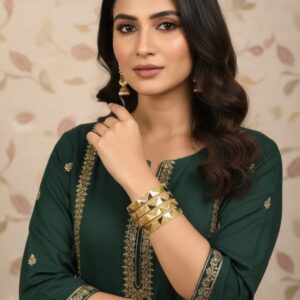 Bold Geometric Cutwork Kada Bangles with Textured Gold Finish (Set of 4)