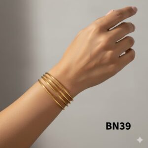 Minimalist Sleek Gold Plated Thin Round Bangles (Set of 4)