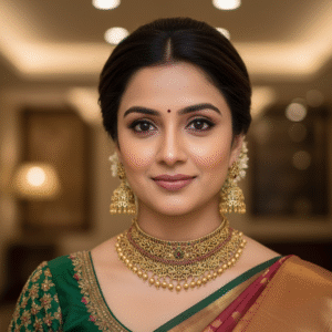 Bridal Antique Finish Choker Necklace Set with Ruby Stones and Jhumka Earrings