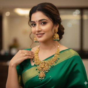 Goddess Lakshmi Temple Jewellery Short Necklace Set with Jhumka Earrings for Women