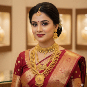 Grand Maharashtrian Bridal Gold-Plated Jewelry Set - Kolhapuri Saaj, Thushi, and Multi-Layer Mala Necklace