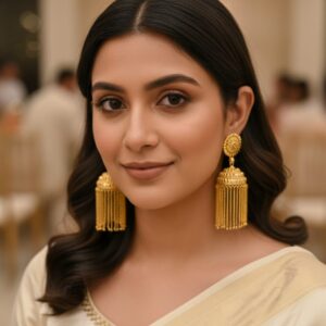 Grand Filigree Dome & Multi-Chain Tassel Earrings – Ethnic Party Wear