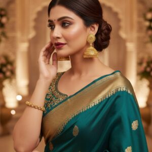 Grand South Indian Temple Style Gold-Toned Jhumka Earrings