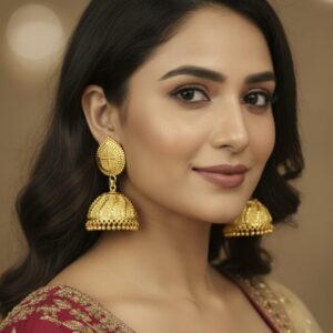 Classic Temple Inspired Drop Jhumka Earrings for Festive Occasions