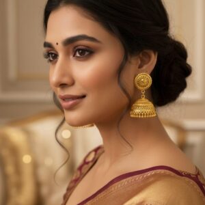 Classic Round Stud & Detailed Mesh Dome Jhumkas for Festive Wear