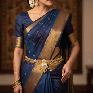 Grand Temple Design Kamarpatta / Kamarbandh for Kanjivaram Sarees | Antique Gold Finish