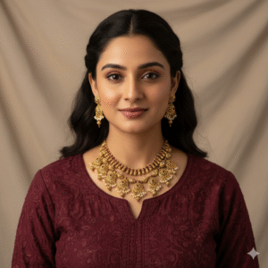 Ethnic Dual-Layer Choker Set with Antique Finish and Matching Earrings