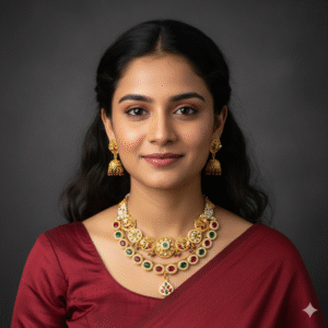 Rajwadi Gold-Plated Kundan Choker Necklace Set with Jhumka Earrings