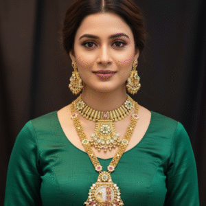 Heavy Bridal Look Matte Gold Finish Combo Set with Choker, Rani Haar, and Earrings | Ethnic Indian Festival and Wedding Jewellery