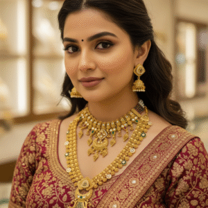 Rajwadi Combo Temple Jewellery Necklace Set with Earrings for Women