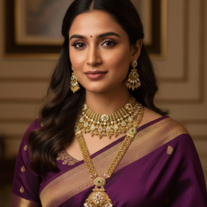 Royal Antique Gold Plated Combo Necklace Set with Pendant & Earrings for Women