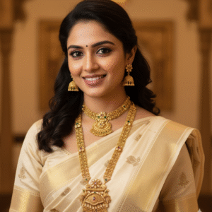 Antique Gold Plated Choker, Long Haram with Statement Pendant and Traditional Jhumka Earrings