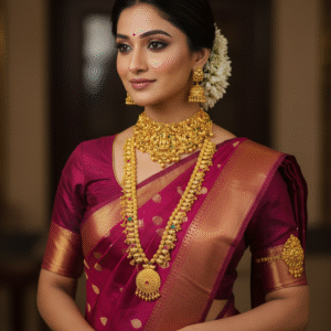 Traditional Gold-Plated Long Kolhapuri Saaj Necklace, Jhumka Earrings & Choker Set | Wedding Bridal Festive Wear