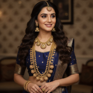 Opulent Matte Gold Finish Layered Necklace Set with Ruby Stone Temple Motifs