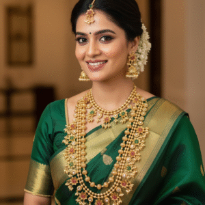 Traditional Gold Plated Multi-Color Kemp Stone Semi Bridal Necklace Set with Jhumka Earrings & Maang Tikka