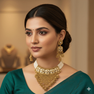 Exquisite Multi-Strand Pearl and Detailed Gold Choker Set