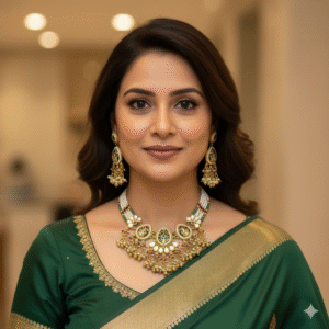 Regal Gold Antique Choker Necklace Set with Emerald & Ruby Kemp Stones and Pearl Clusters