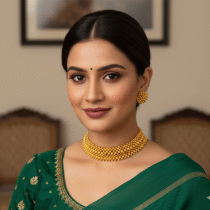 Traditional Maharashtrian Gold-Plated Thushi Choker Necklace Set with Matching Stud Earrings