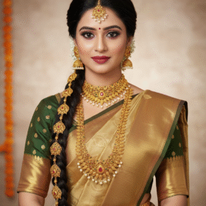 Kerala/Tamil Wedding Jewellery Set: Matte Gold Look Haram & Choker