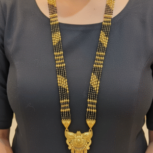 Traditional 36 Inch Long Black & Gold Beads Mangalsutra for Women | Indian Gold Plated Bridal Nallapusalu/Tanmaniya Necklace
