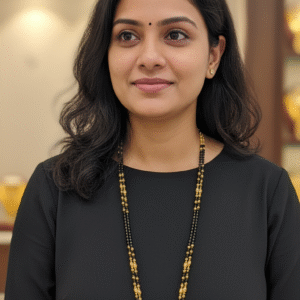 Traditional 30 Inch Long Gold Plated Mangalsutra | Twin Vati Katori Pendant Black Beads Nallapusalu for Women (Daily Wear)