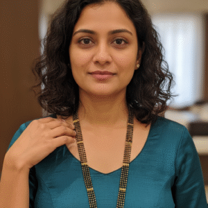 Luxury 36 Inch Long Mangalsutra | Multi-Strand Black & Gold Beads Nallapusalu with Large Twin Vati Pendants (Heavy Look)