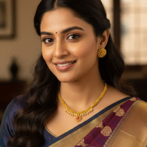 Elegant Maharashtrian Moti Thushi Choker Necklace with Pearls, Ruby Pendant, and Matching Gold Ball Earrings