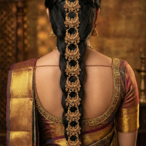 Traditional Antique Gold Plated Long Choti/Jada Hair Accessory for Women | 24-Inch Full Size Temple Jewelry Hair Braid Ornament for Weddings & Bharatanatyam Dance