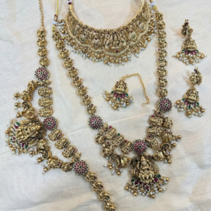Semi Bridal Lakshmi Haram, Choker, Earrings, Maang Tikka & Hip Belt (Vaddanam) | Complete Wedding & Festival Collection